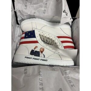 Donald Trump Fight Fight Fight High-Top Sneakers White Shoes Mens 10 Womens 11.5